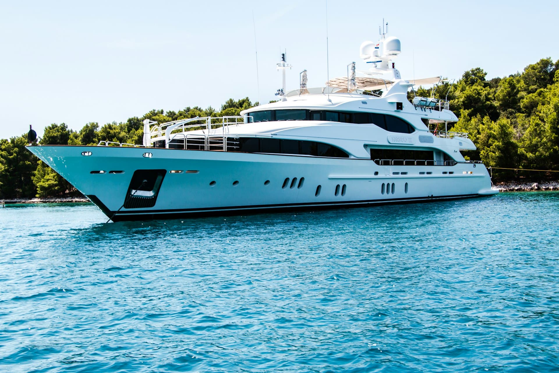 Luxury yacht on emerald Gulf Coast water